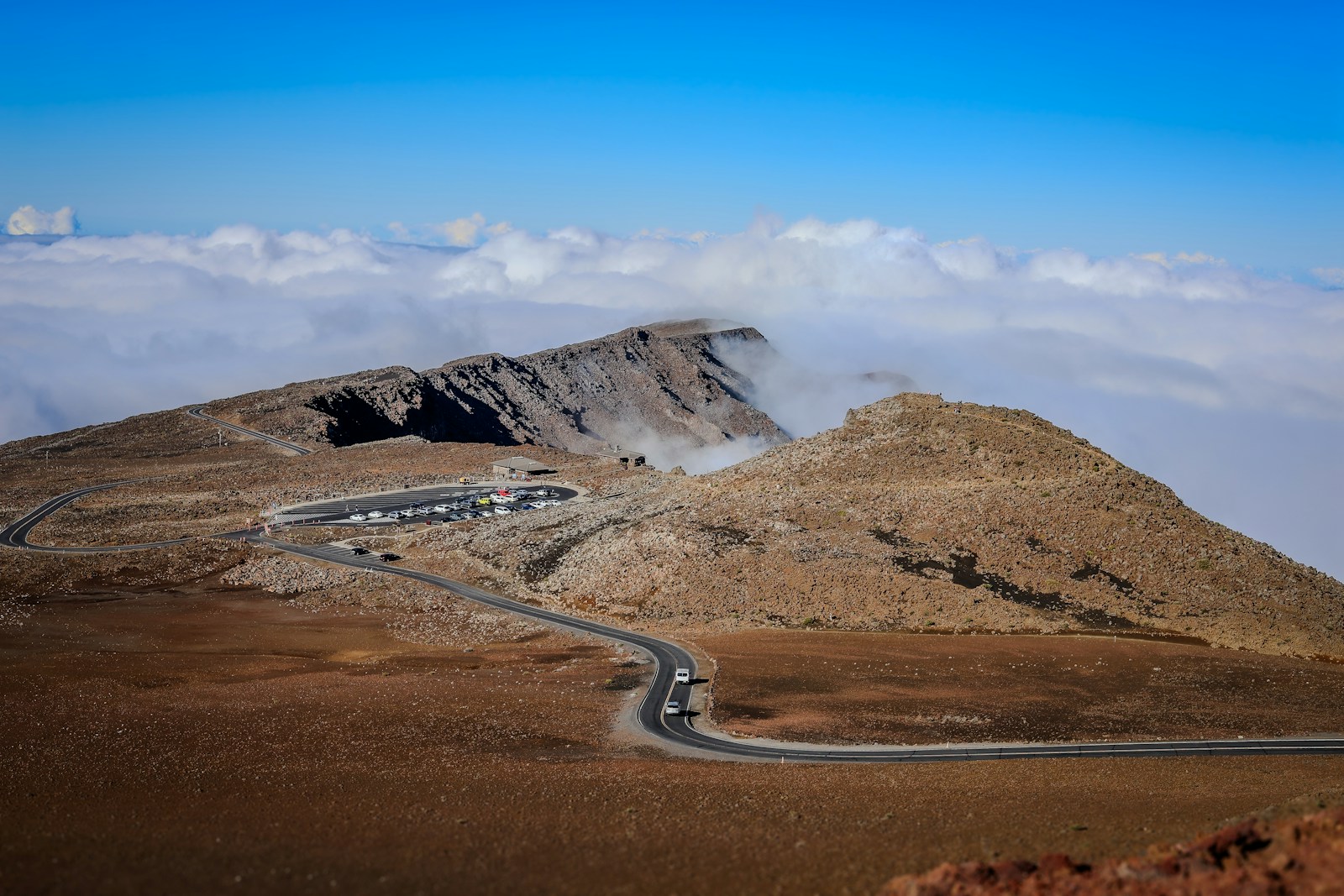 Winding road near the Haleakala summit in Maui